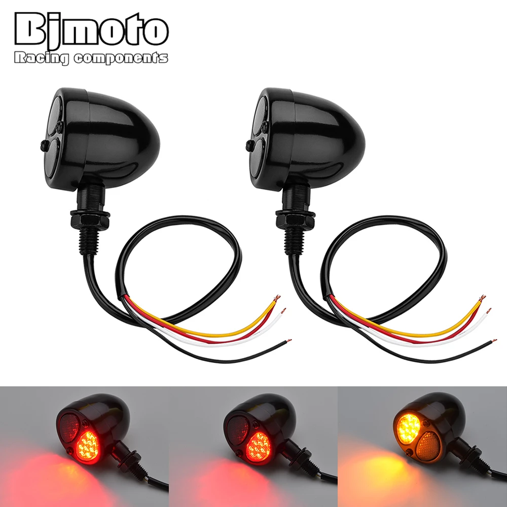 Moto 3 In 1 Doule Colors Beam 10Mm Led Indicatore Di Direzione Bullet Moto Lampeggiante Moto Led 12V Per Harley Cruisers Custom Bike