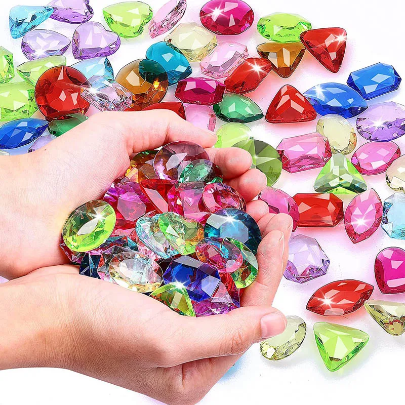 Creative Gifts Acrylic Diamond Gems Jewels Pirate Treasure Chest Hunt Party Favors Regalos Cumpleaños Niños Para Invitados 5