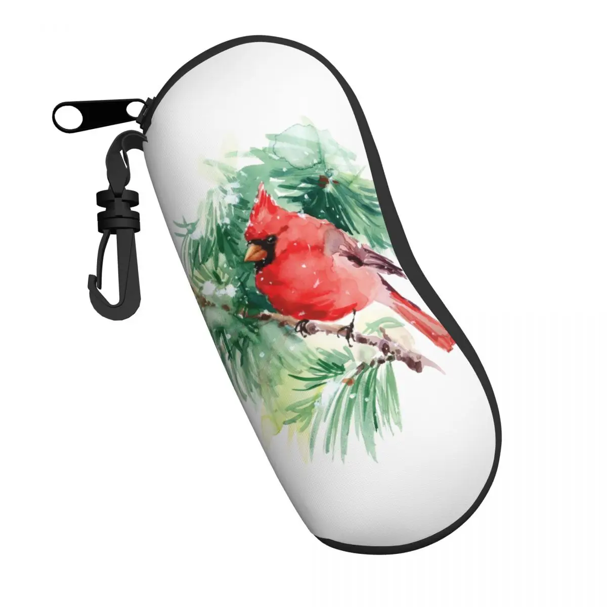 

Eyewear Case Cover for Sunglasses Watercolor Winter Bird Cardinal Eyeglasses Case Soft Reading Glasses Box With Zipper
