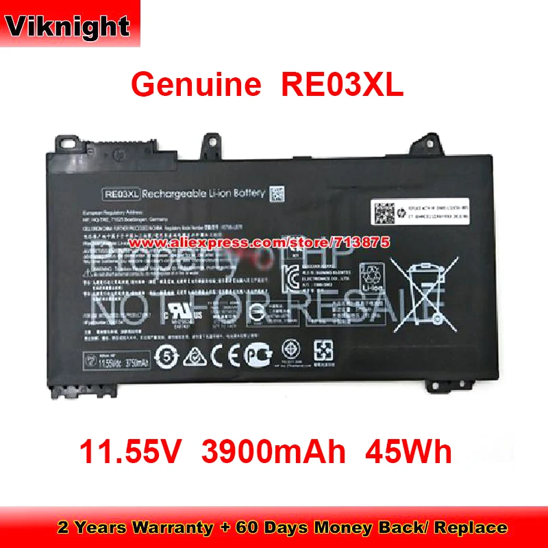 

Genuine RE03XL Battery HSTNN-DB9A for Hp ProBook 430 G6 440 G6 450 G6 450 G7 HSTNN-0B1C 6KJ62UT L32407-2B1 11.55V 3900mAh 45Wh