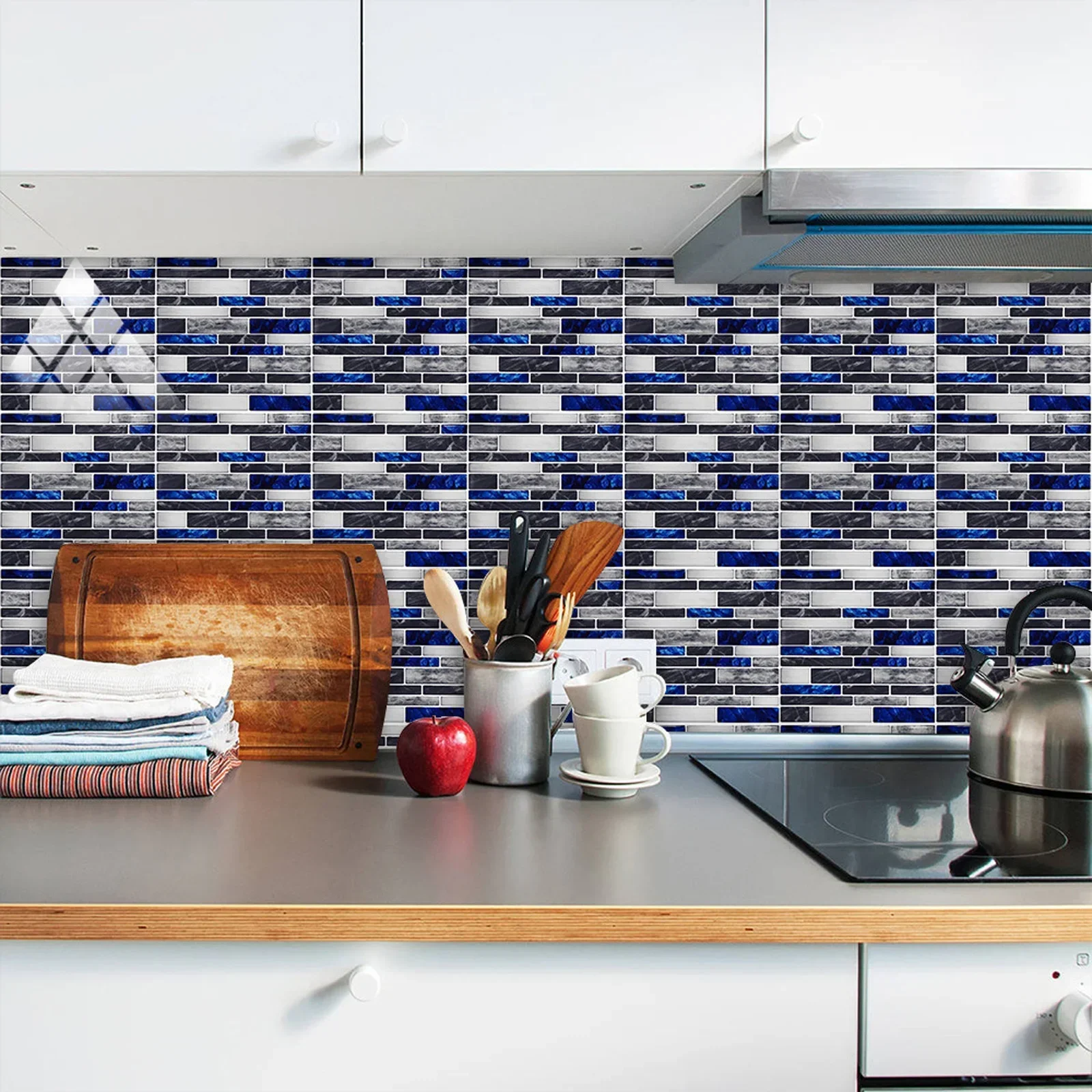 10PCS Classic Marbled Crystal-Glossy Kitchen Stickers Waterproof Oil Resistant Self-Adhesive Kitchen & Bath Tile Stickers Backgr