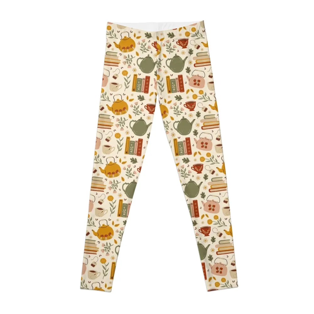 

Flowery Books and Tea Leggings push up tights for Women's trousers exercise clothing for gym's clothing Womens Leggings