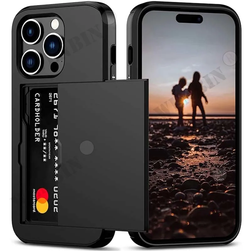 Heavy Duty Slim Wallet Phone Case with Hidden Card Slot and Dual-Layer Shockproof Protection