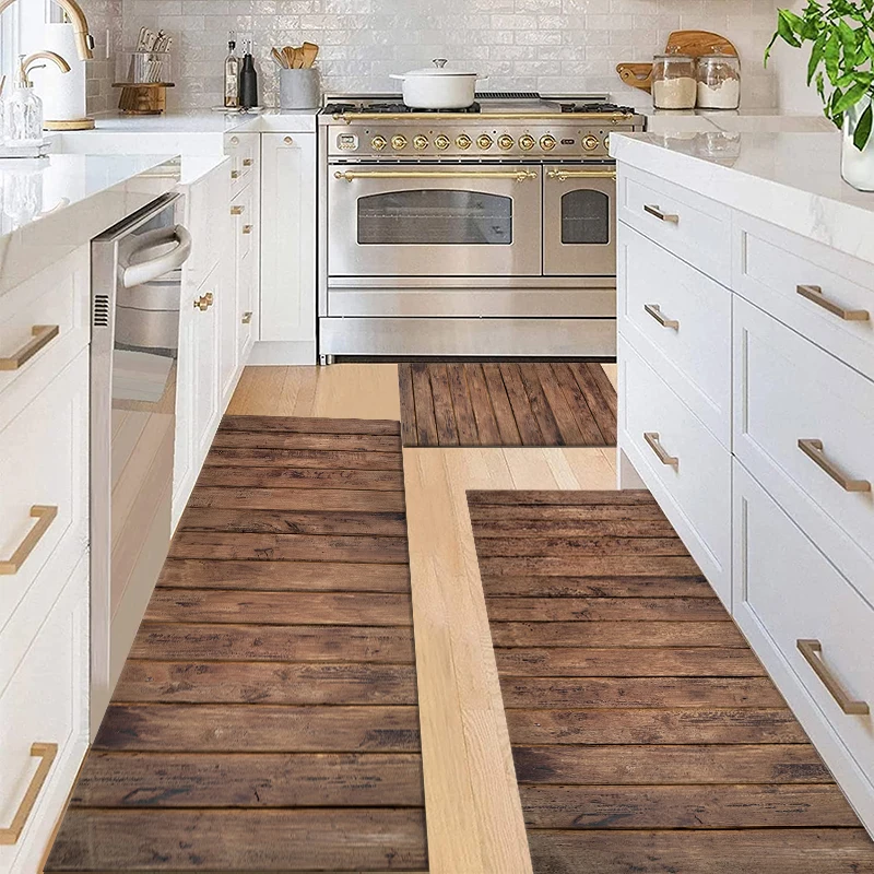 Description Picture 3 of itemVintage wooden kitchen carpet, indoor non-slip decorative mat for laundry room bathroom door window home floor carpet