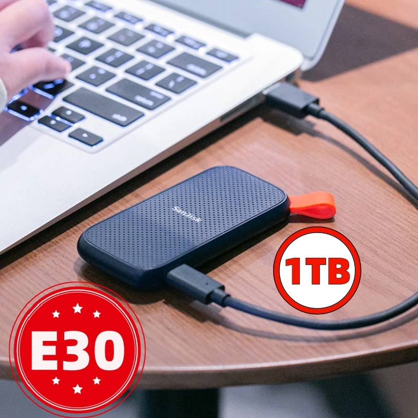 SanDisk 1TB 2TB Portable SSD E30 - Up to 800MB/s, USB-C, USB