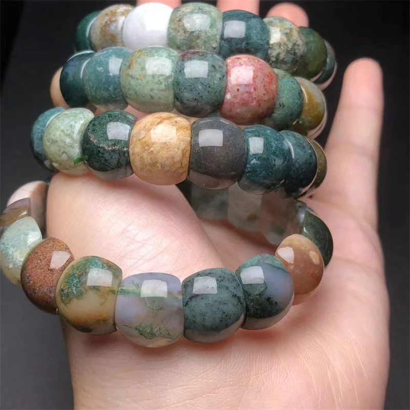 

Natural Ocean Agate Bangle Wholesale Design Stretch Polychrome Handmade Beads Healing Women Jewelry Gift 1pcs