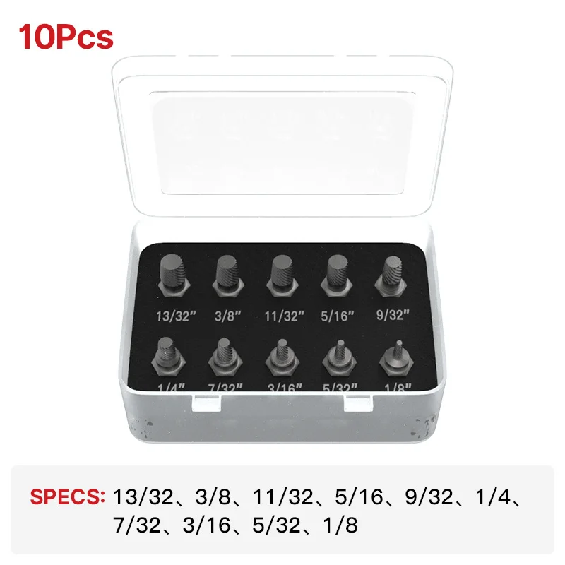 10Pcs Damaged Screw Extractor Set High Strength Steel Broken Bolt Remover Tool for Stripped Rusted Screws Easy Out Removal Kit