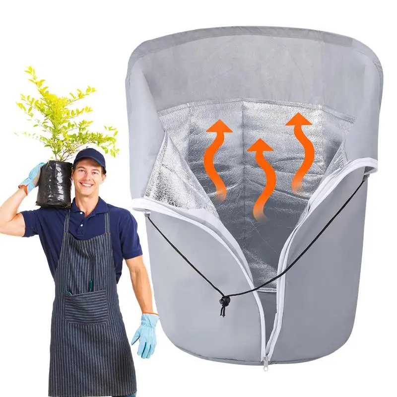 

Ветрозащитный утолщенный защитный чехол для горшка и сада из ткани Оксфорд, чехол для растений на шнурке и молнии, зимний защитный чехол для растений