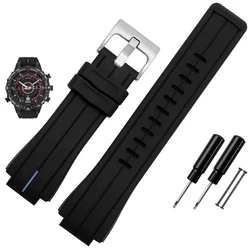 High-Quality Black Waterproof Silicone Sports Watchband - Men's 24mm for 24.16mm (Black blue silver)