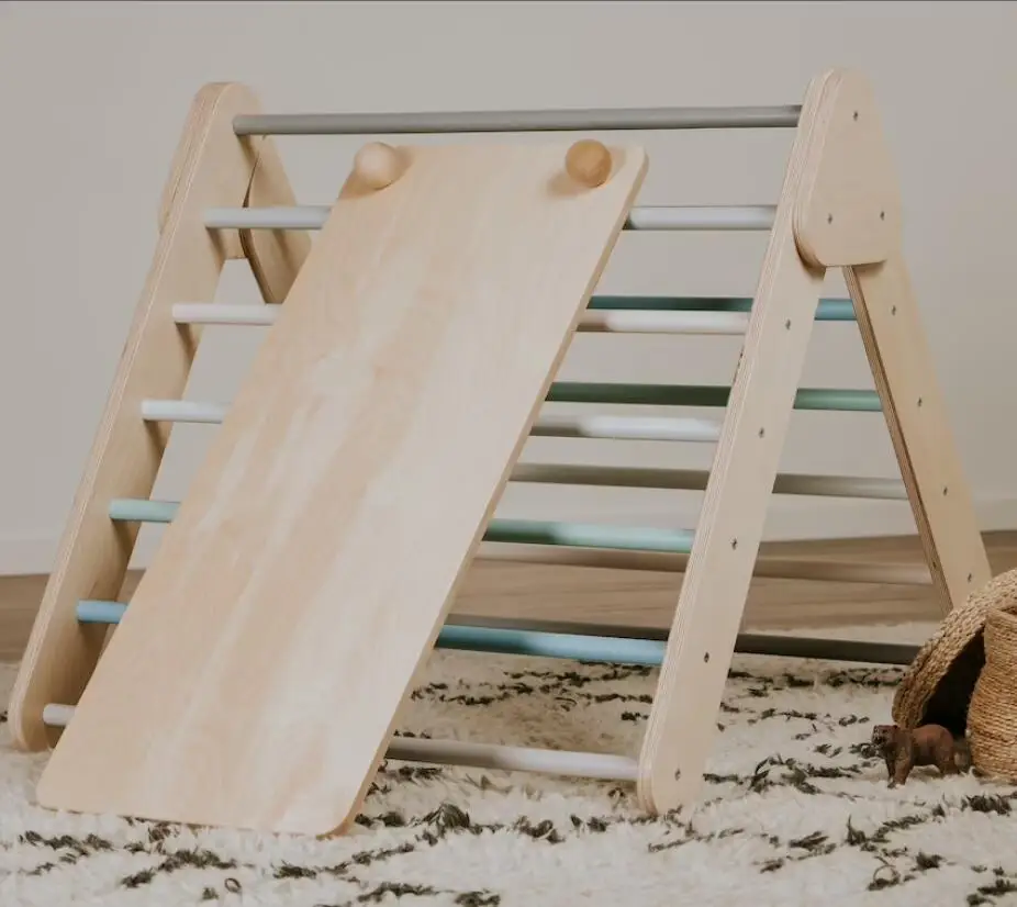 Wooden montessori climber and balance board for kids used wood montessori toy