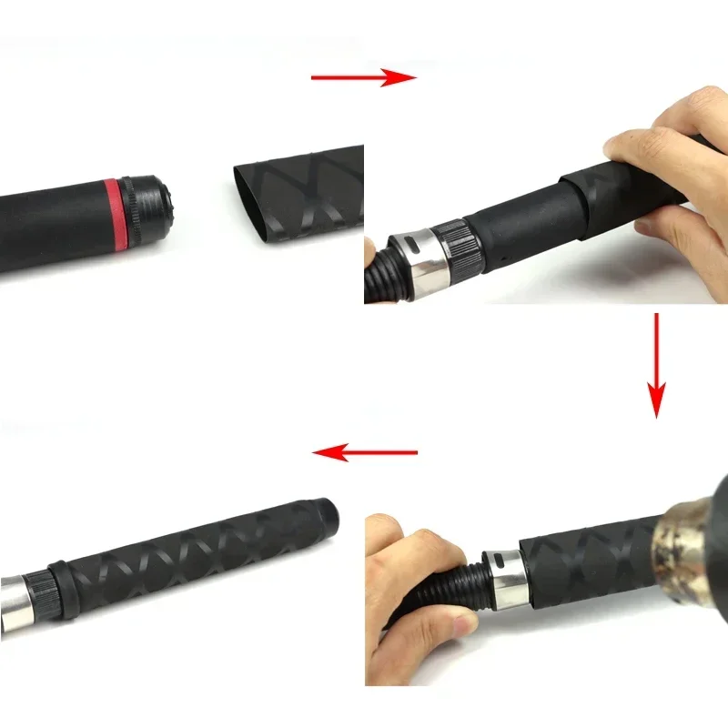 Non Slip Heat Shrink Tube Fishing Rod Wrap Black 15 18 20 22 25 28 30 35 40 45 50mm Handle Insulated Protect Waterproof Cover fishing rod wrap