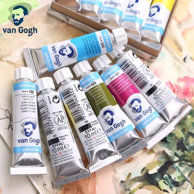 Talens Van Gogh Watercolor Paint 10ml Tube Painting Artist Brilliant Transparent Colors College High Tinting Strength 1