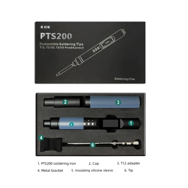 PTS200 Smart Soldering Iron 100W max ESP32 PD3.0 Open Source Compatible with T12 TS101 PINE64 5