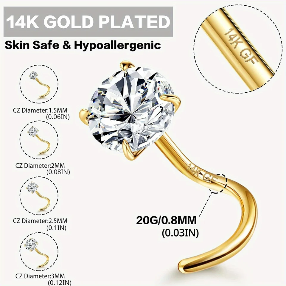 Nose Piercing Jewelry IMPLANT GRADE TITANIUM Nose Ring Stud 20/18