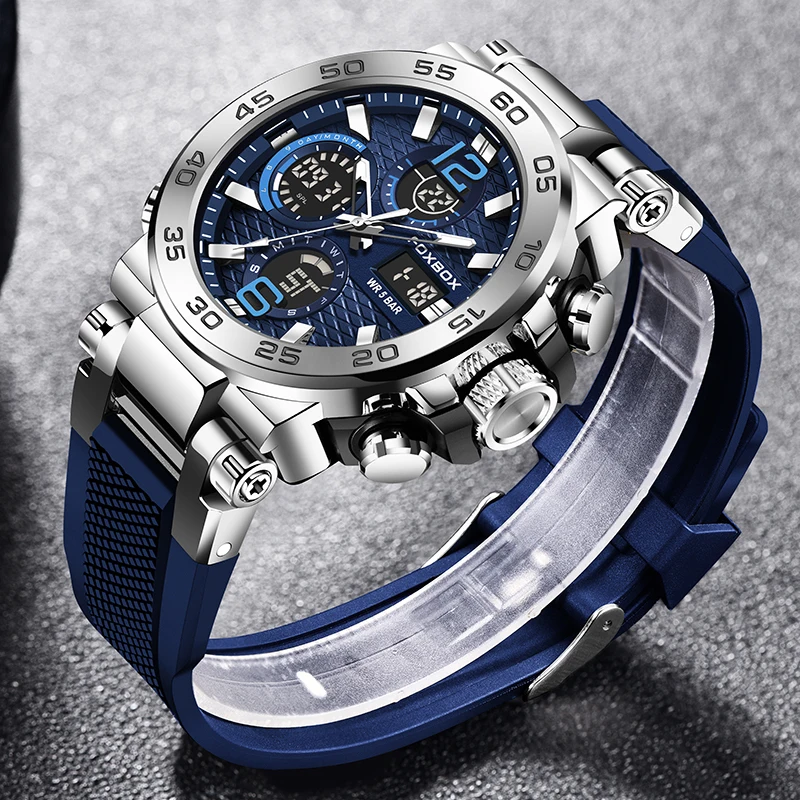 LIGE Men Military Watches Fashion Big Dial Sport Watch LED Digital Waterproof Watch Men Casual Dual Display Clock Montre Homme