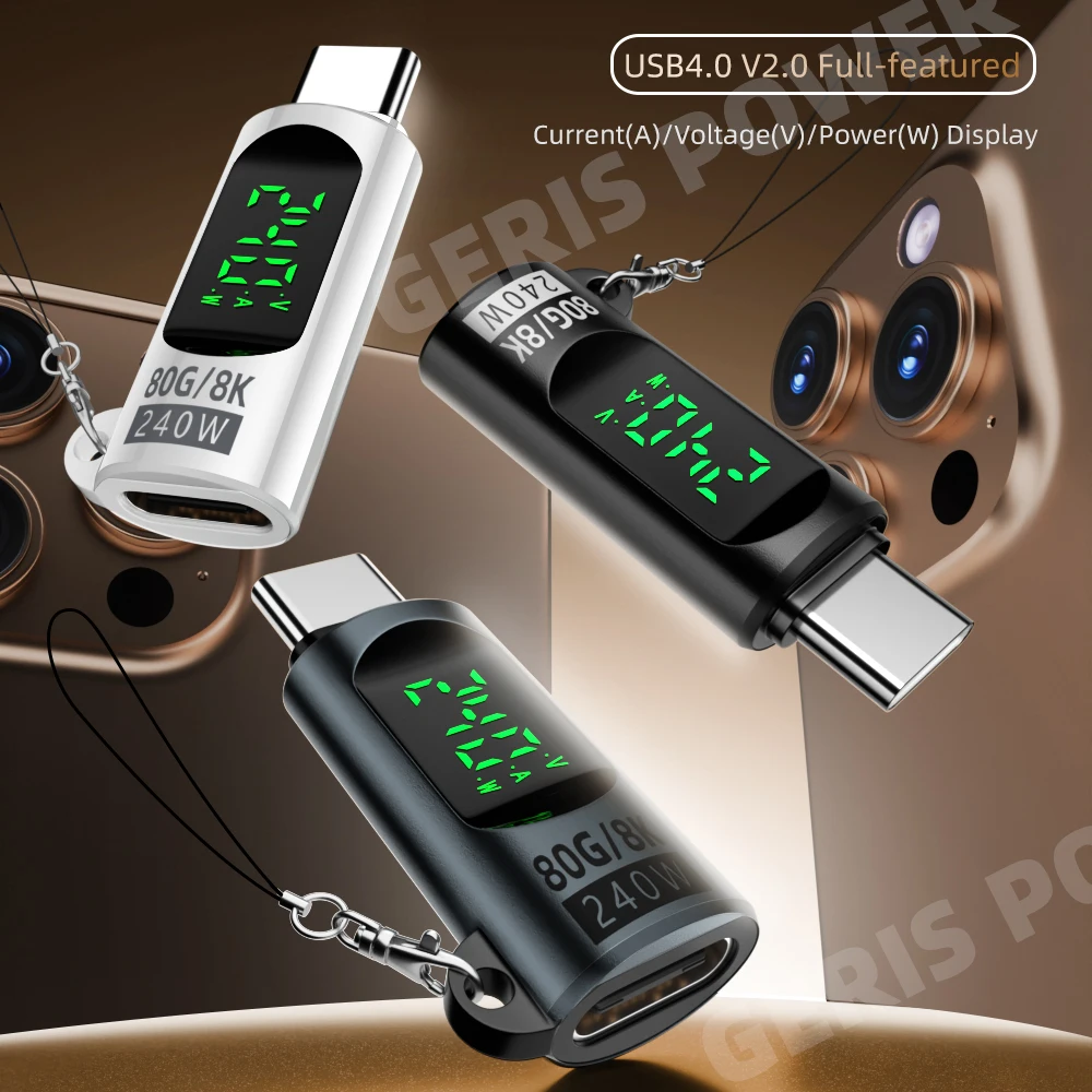 Ultra-Speed USB-C to USB-C Adapter with Digital Display - 240W Power and 8K Support