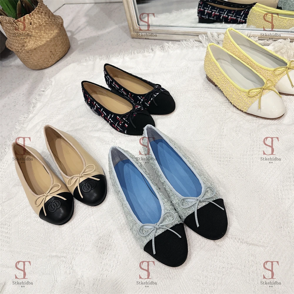 

Hot Sale Women's Shoes Genuine Leather Shoes For Woman Bowknot Ballet Flats Round Toes Flats Shoes Plus Size 34-43 Ballet Shoes