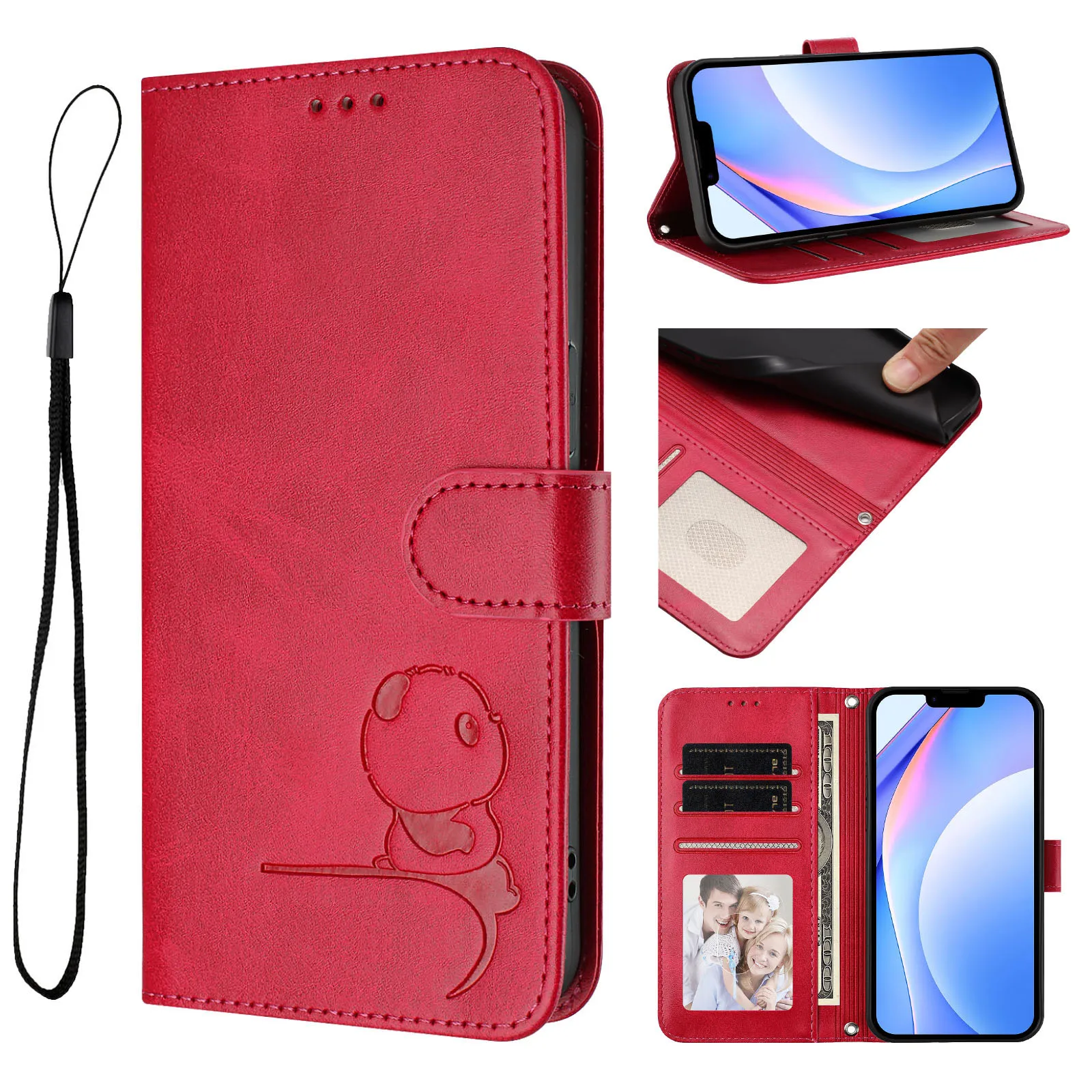 3D Bear Leather Phone Wallet Case Book Cover