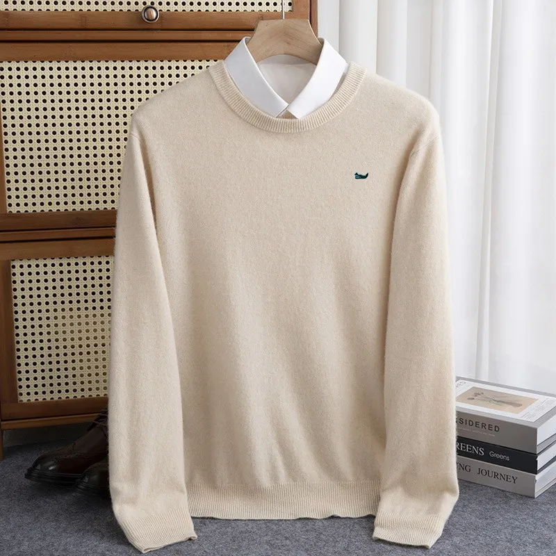 Cashmere Sweater O-neck Pullovers Men's Loose Oversized M-5XL Knitted Bottom Shirt Autumn Winter New Korean Casual Warm Top 3