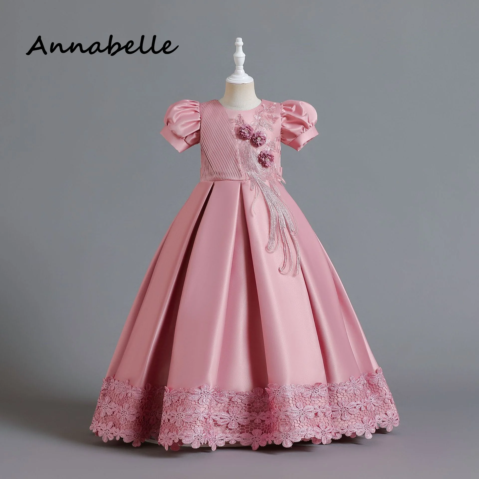 Annabelle Flower Girl Dress For Wedding Party Kids Baby Girl Birthday Manica Corta Abito Formale Red Dresse2024 News Fashion