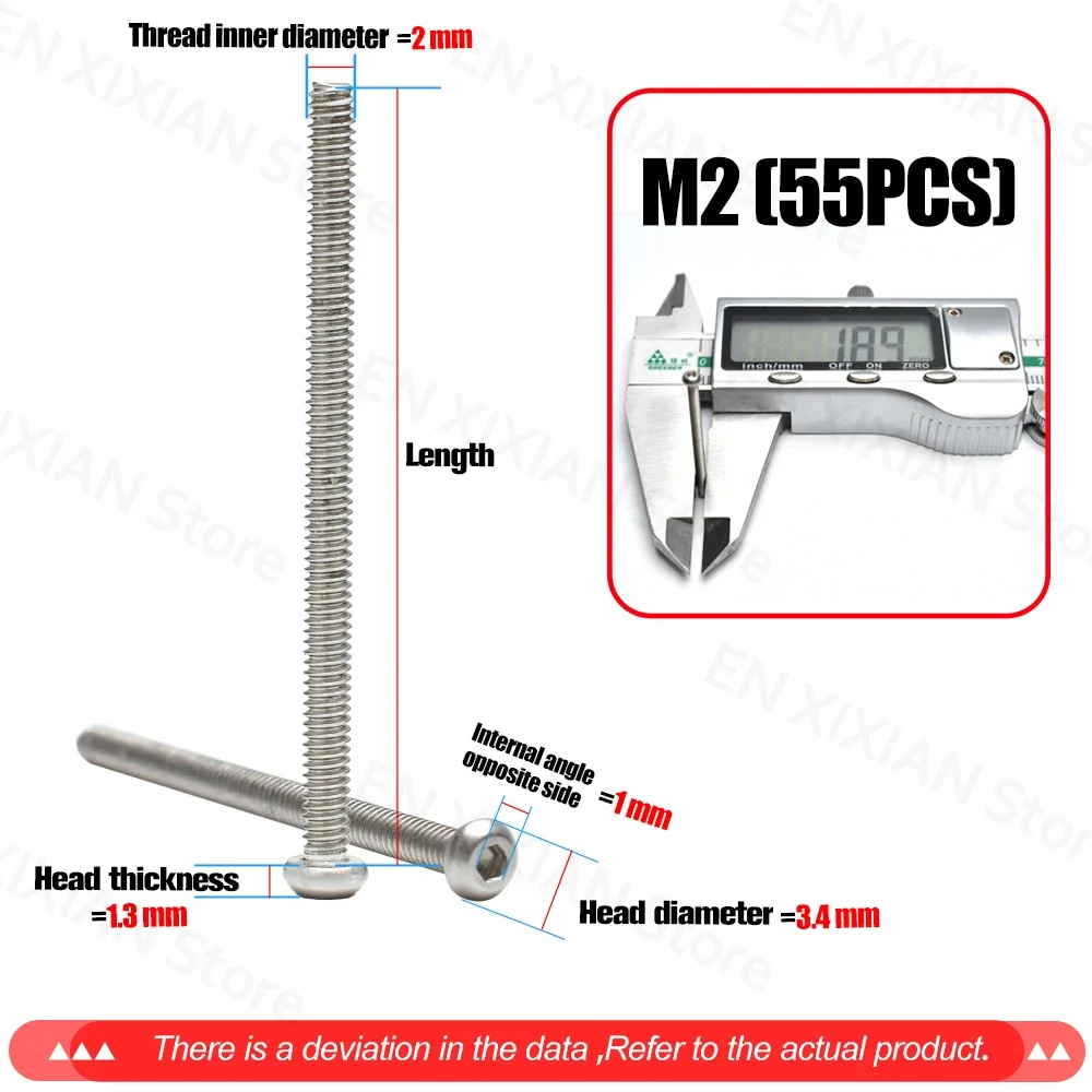 240 pz M2 M2.5 M3 Hex Socket Vite in acciaio inox testa a bottone esagonale Dado Set Assortimento Kit con Scatola di Plastica