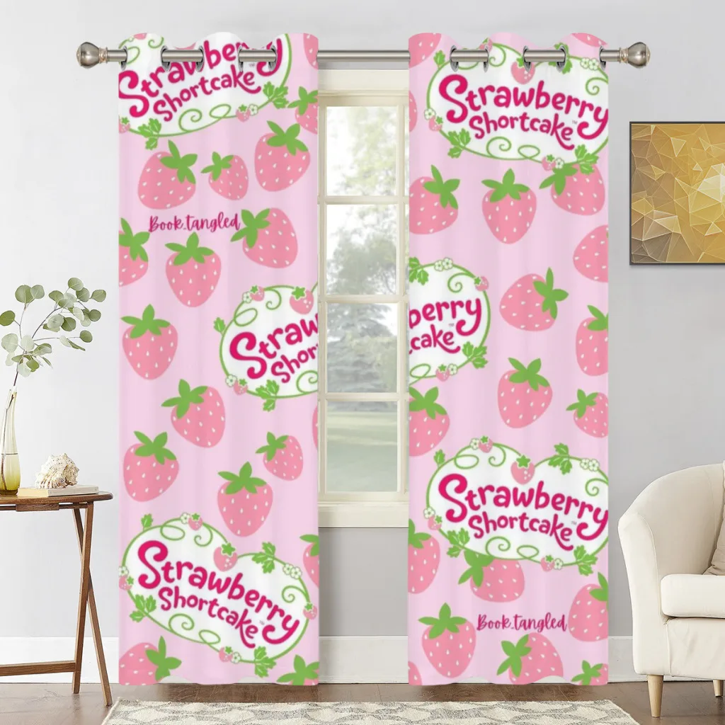 

Strawberry Shortcake Blackout Curtains for Bedroom Thermal Window Treatment Curtain 2 PC