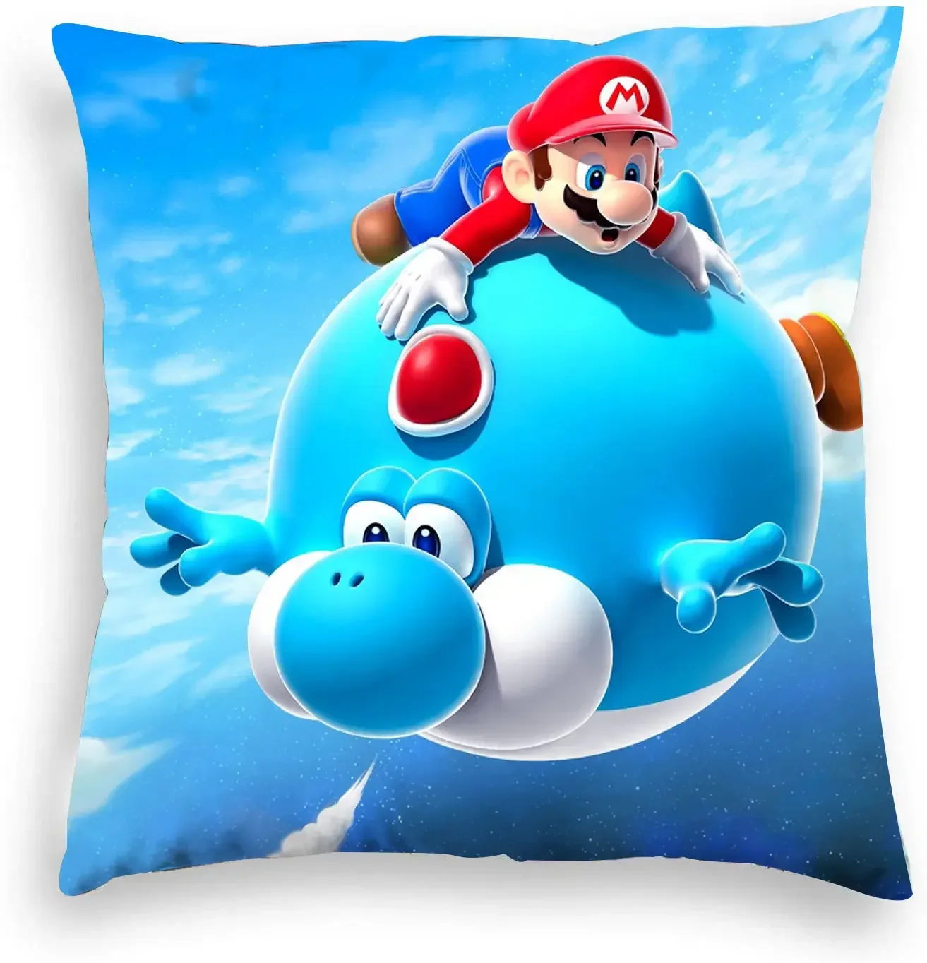 45*45cm Super Mario Bros Square Pillowcase Yoshi Luigi Cartoon Anime Figure Home Short Floss Pillow Decoration Kids X-mas Gift