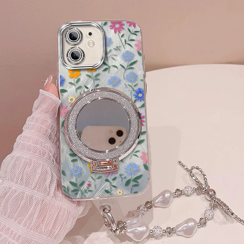 Cute Flower Phone Case Bundle with Lanyard and Stand