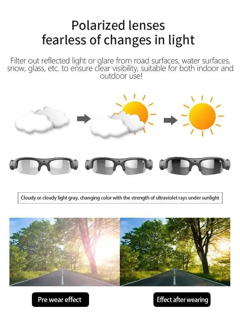 Glasses WIFI Camera Outdoor Bicycle Motorcycle Security Protection Sunglasses Video Camera Smart Glasses Sports Camera