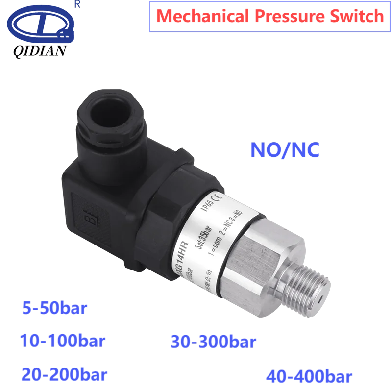 Mechanical Pressure Switch Adjustable NO/NC 0-400bar 200bar 100bar G1/4 NPT1/4 M20*1.5 Diaphragm Piston Membrane Controller pressure switch