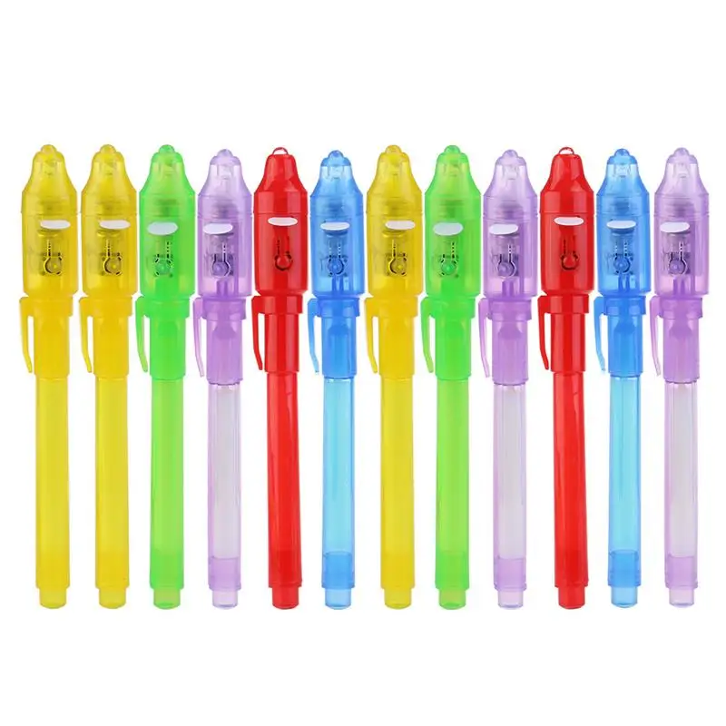 UV LED 펜 보이지 않는 잉크 라이트 스마트 펜, 보이지 않는 잉크 펜, UV 라이트, 보이지 않는 마커, 4 색 혼합, 24 개