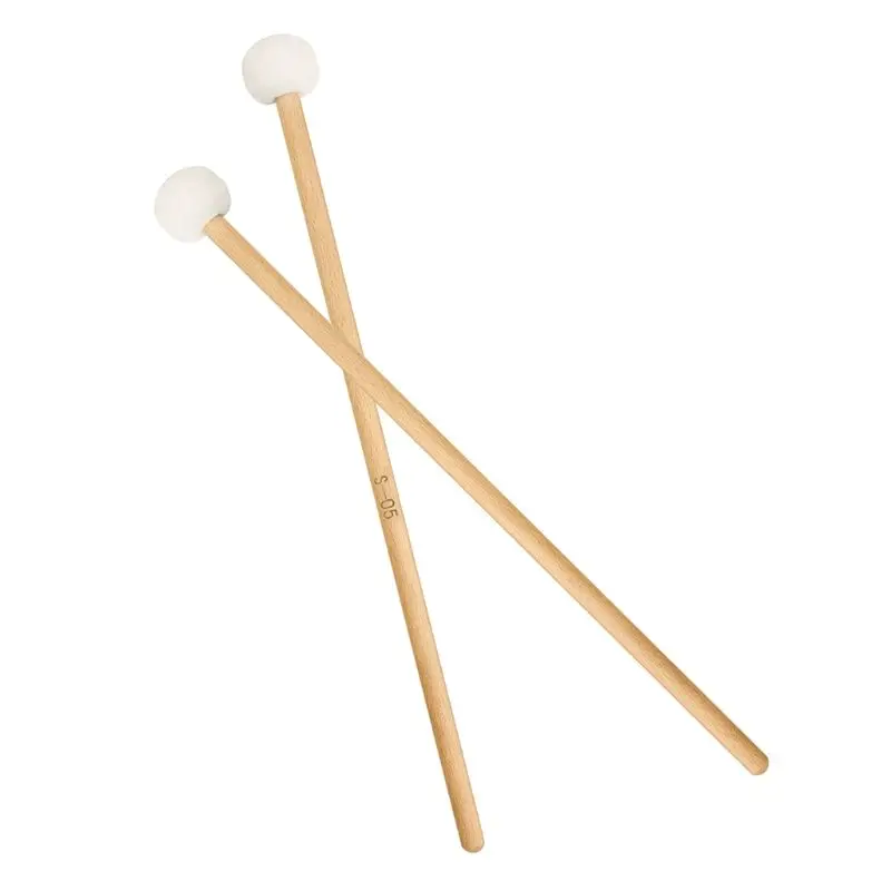 

2024 New 2 Pcs Maple Handle Mallet Timpani Stick Multi-Purpose Felt Mallet Soft Hammer Sticks Double for Head Drum Cymbal Gong