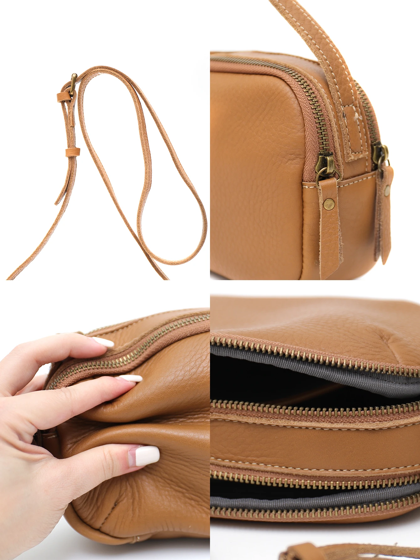 SC Women Genuine Leather Cross Body Shoulder Bags Minimalist Designer Handbags Natural Soft Cow Skin Sling Phone Purses Casual