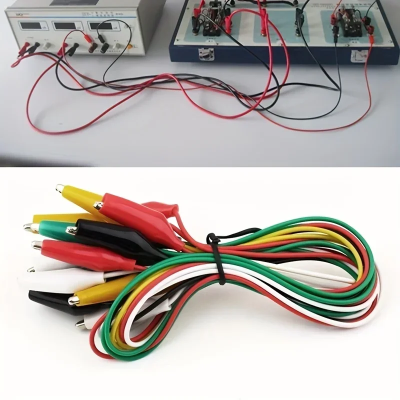10PCS Alligator Clips Electrical DIY Test Leads Alligator Double-ended Crocodile Clips Roach Clip Test Jumper Wire 46CM