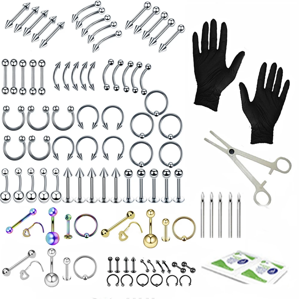 Lichaam Sieraden Piercing Kit Tragus Lip Ringen Earring Stud Tong