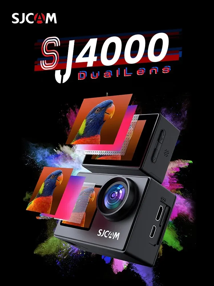 SJCAM 듀얼 스크린 액션 카메라, SJ4000, 4K 액션 카메라, 30M 방수, 2.4G 와이파이, 손떨림 방지 스포츠 액션 카메라, 오토바이 자전거 헬멧