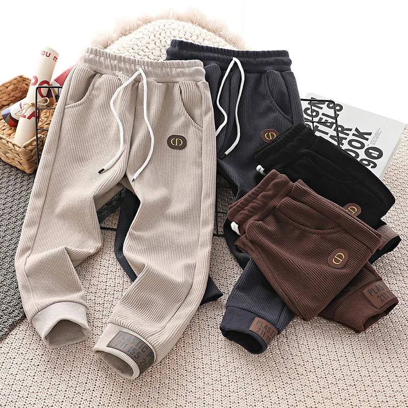 

Cashmere pants with thickened wool lining, medium to large children's sports pants, girls' cotton pants for warmth