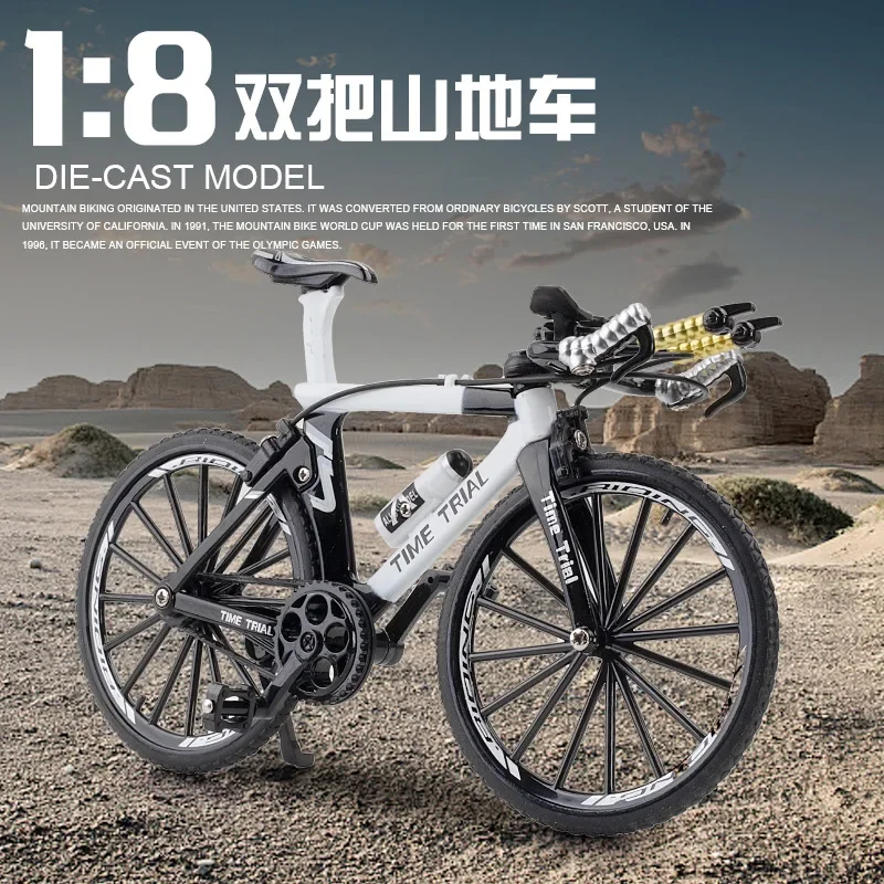 1:8 Modello Di Bicicletta In Lega Diecast Metal Finger Mountain Bike Racing Toy Bend Road Simulation Collection Giocattoli Per Bambini A394