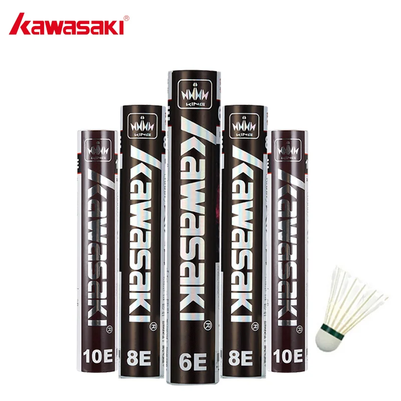 Badminton Shuttlecock Kawasaki shuttle badminton KING 8E/10E Badminton Feather Shuttlecock for Clubs & Training Racquet Sport Durable Badminton Balls