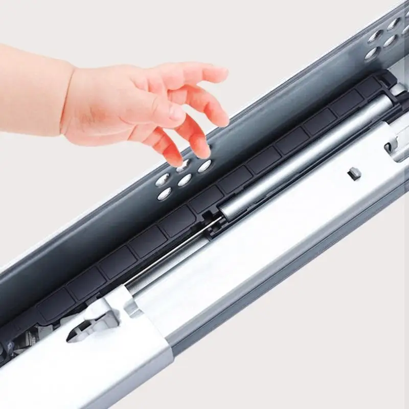 Kitchen and Bath Drawer Slide Rail with Rebound Press and Push-to-Open Mechanism