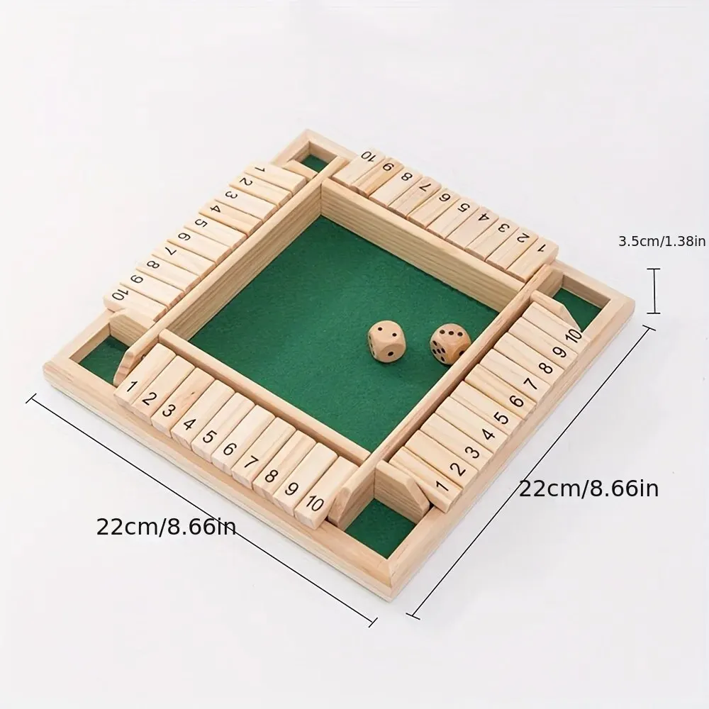 Wooden Dice Board Game Shut The Box for 4 Players Flaps & Dices Game Parent-children Interaction Family Entertainment - Image 4
