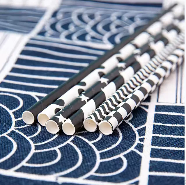 100PCS Biodegradable Paper Straws Black Paper Straws Be Used For Drinking/Decoration At Birthday/Anniversary/Wedding/Holiday