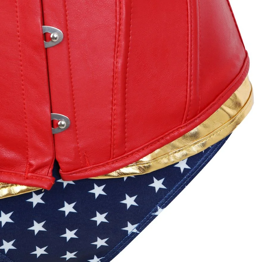 Faux Leather Corsets & Bustiers Lace up Steampunk Waist Slimming Overbust Overbust Corselet with Shorts Halloween Costume