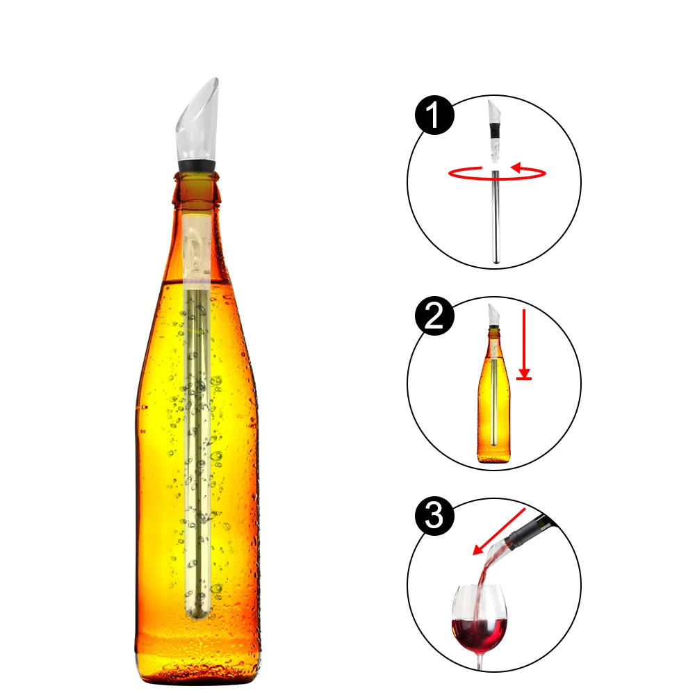 Drink Cooler Rapid Iceless Wine Chilling Rod Aerator Pourer Stainless Steel Cooler Ice Chil Bar Set Bottle Stick