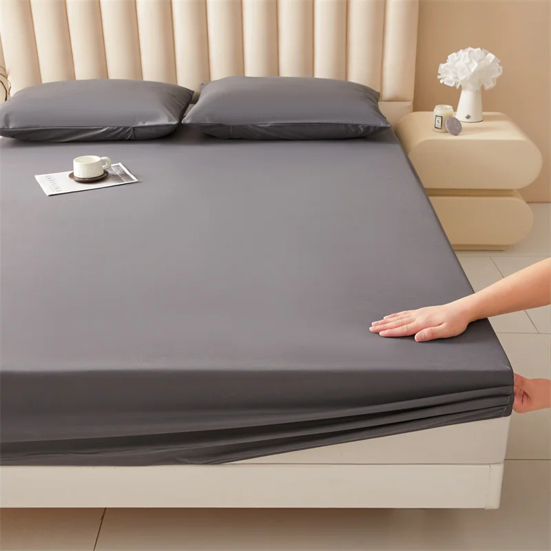TEDAY Katoenen hoeslaken met elastische band effen kleur antislip verstelbare matrashoes voor eenpersoonskamer met dubbele kingsize queensize bed