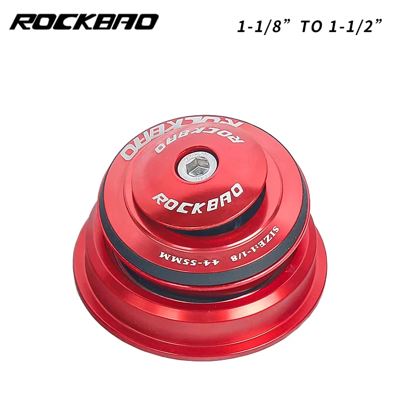ROCKBAO Bicycle Headset 44mm 55mm 56mm MTB Bike Road Bike 2 Bearing CNC 1 1/8-1 1/2  Tapered 28.6 Straight Tube Fork Headset