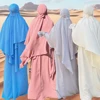 2pcs Women Muslim Prayer Garment Eid Ramadan Hijab Dress Set Khimar Abaya Islam Arab Burqa Clothing Jalabiya Djellaba Niqab Robe