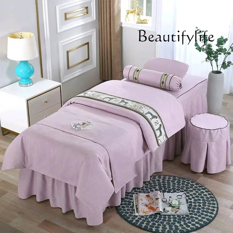 

High-End Beauty Bedspread Four-Piece Set Pure Cotton Beauty Salon Special Head Massage Therapy Bedspread Universal