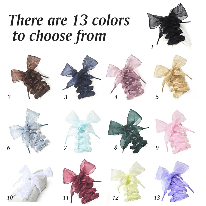 1Pair 120cm Flat Silk Satin Ribbon Shoelaces 2.5cm Width