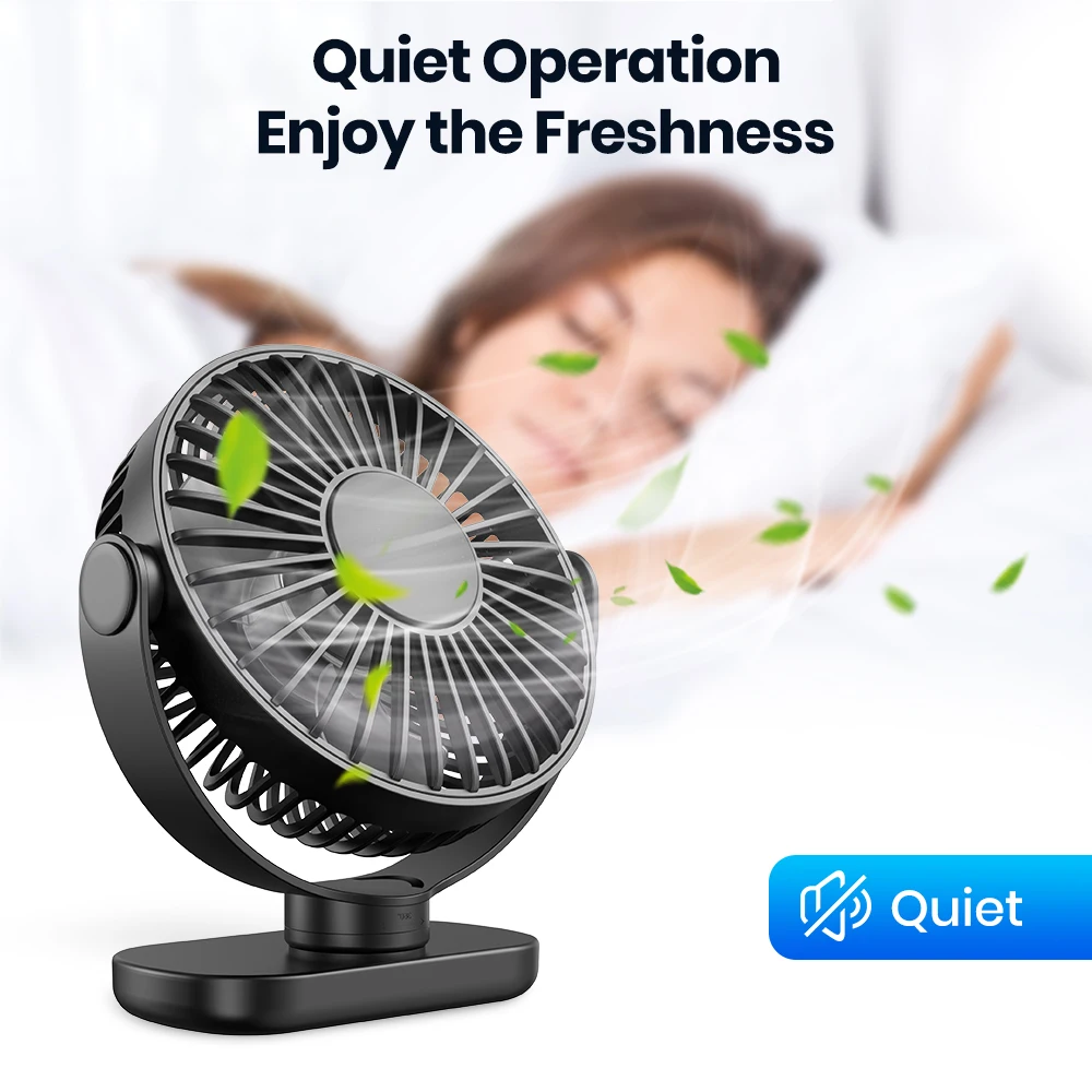 K62C Portable Mini USB Desk Fan,360°Rotation 3 Speeds Powerful Airflow,Small Coo